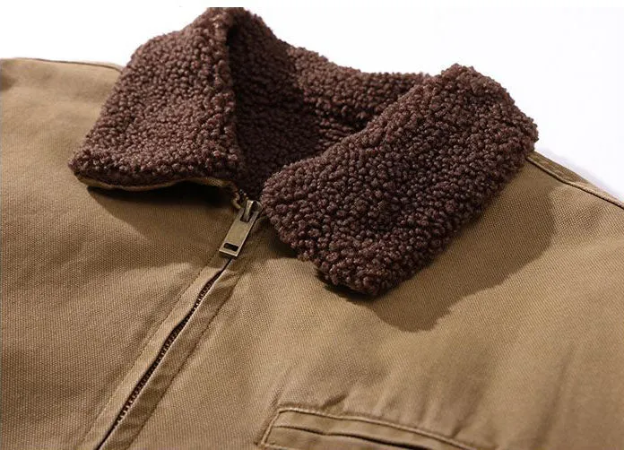 Stain-Resistant Windproof Zip Up Trucker Jacket for Men