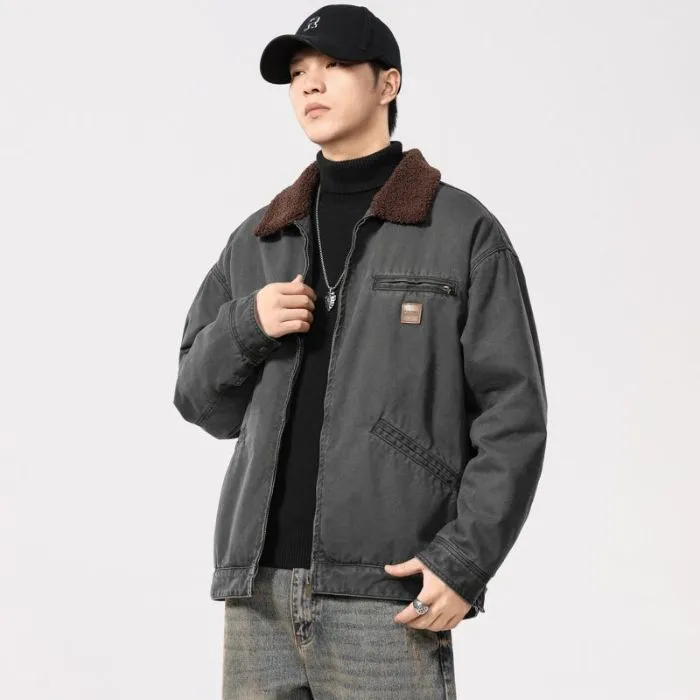 Stain-Resistant Windproof Zip Up Trucker Jacket for Men