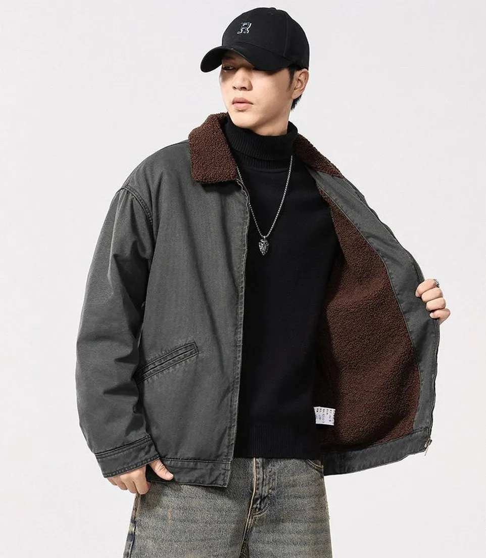 Stain-Resistant Windproof Zip Up Trucker Jacket for Men