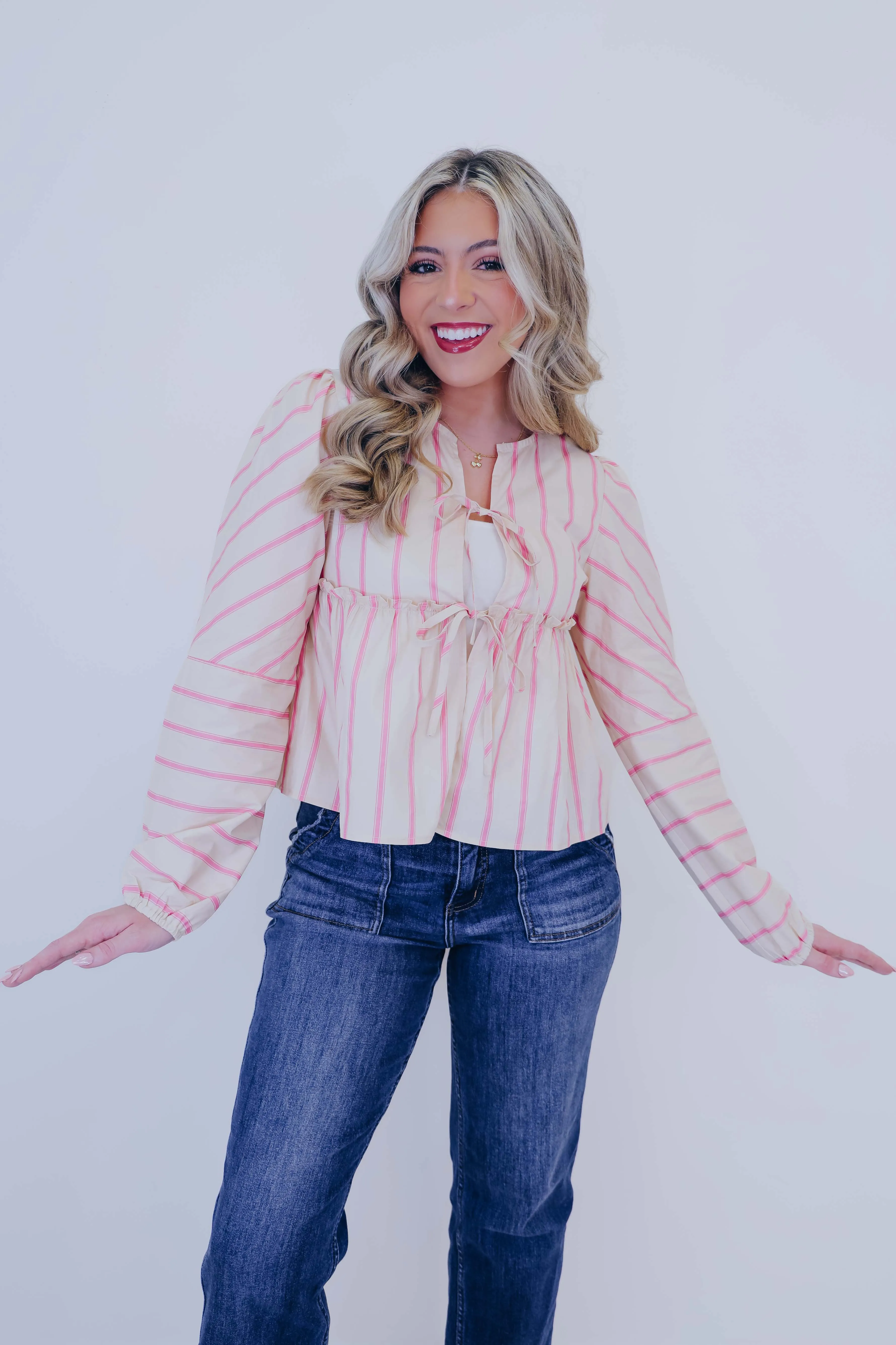 Stand Out Striped Bow Front Crop Top