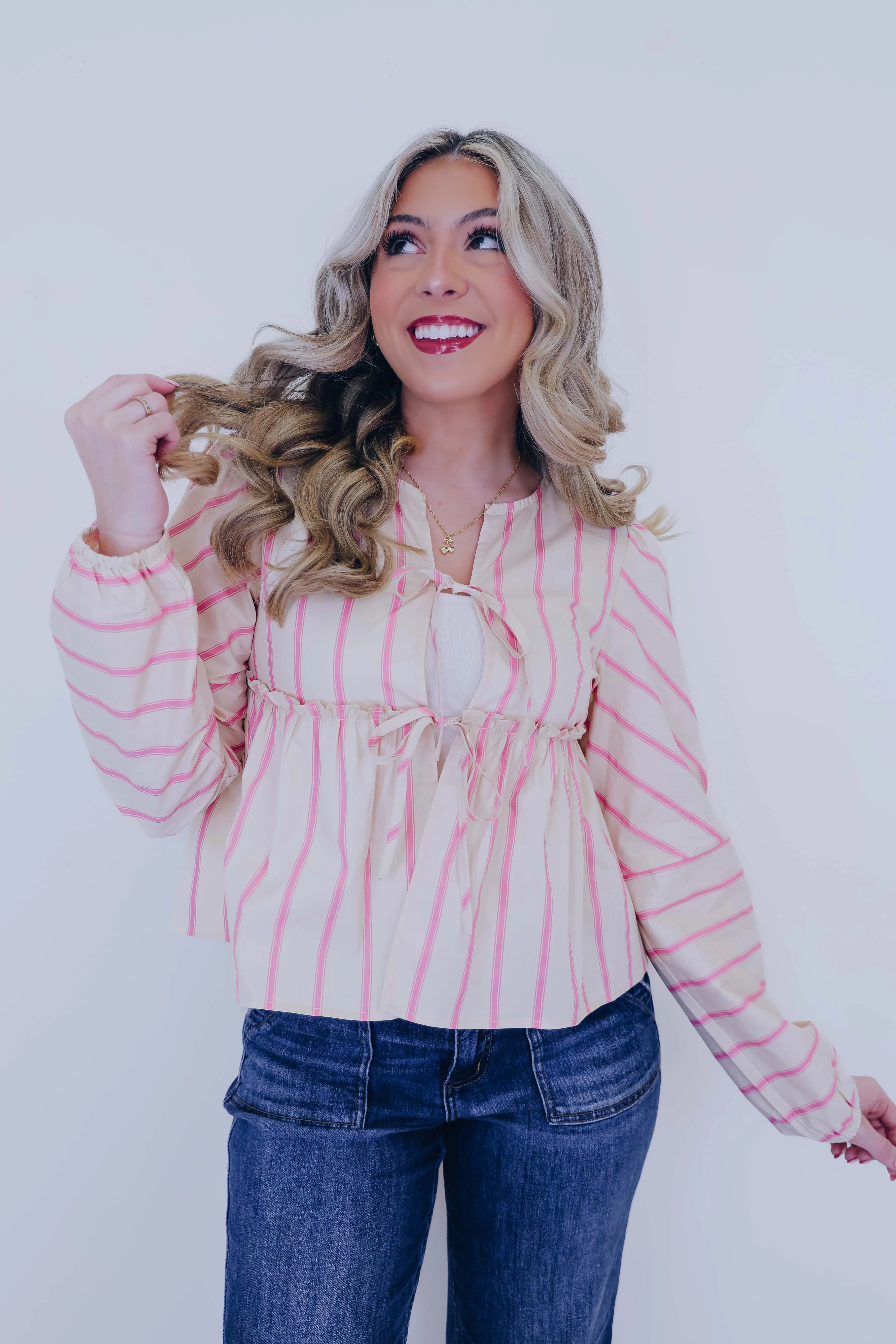 Stand Out Striped Bow Front Crop Top
