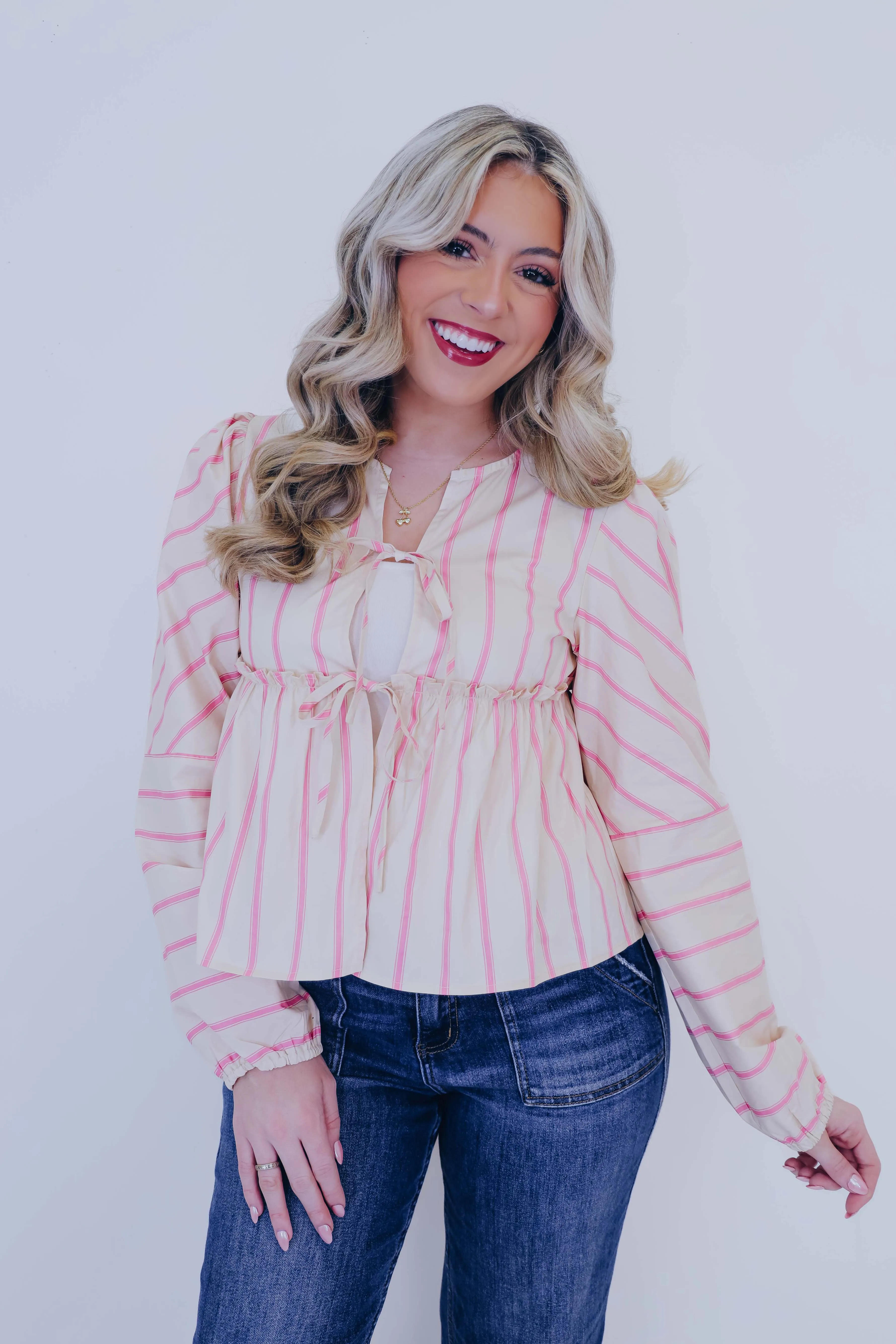Stand Out Striped Bow Front Crop Top