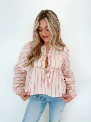 Stand Out Striped Bow Front Crop Top