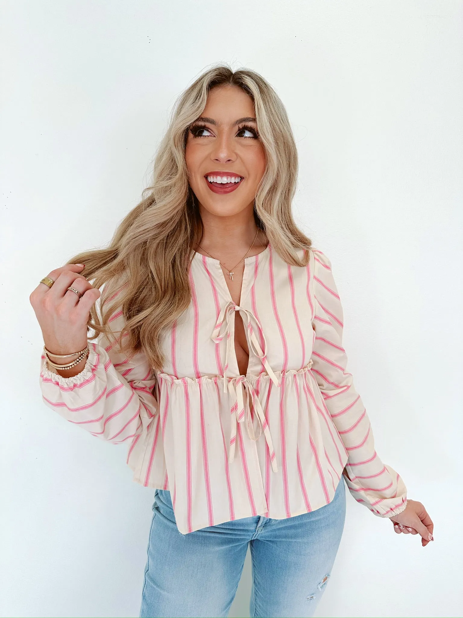 Stand Out Striped Bow Front Crop Top