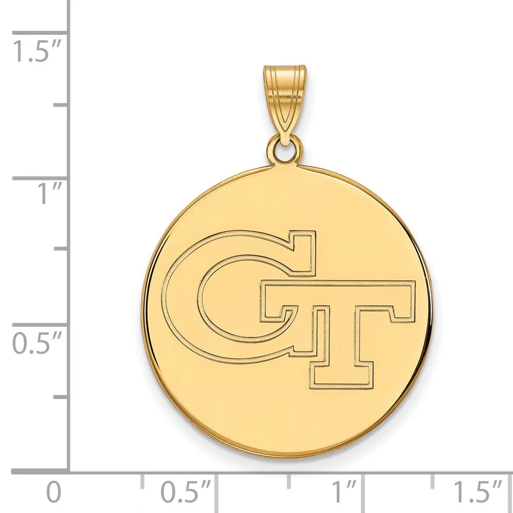 Sterling Silver Gold-plated Georgia Institute of Technology G-T Extra Large Disc Pendant