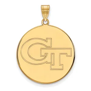 Sterling Silver Gold-plated Georgia Institute of Technology G-T Extra Large Disc Pendant