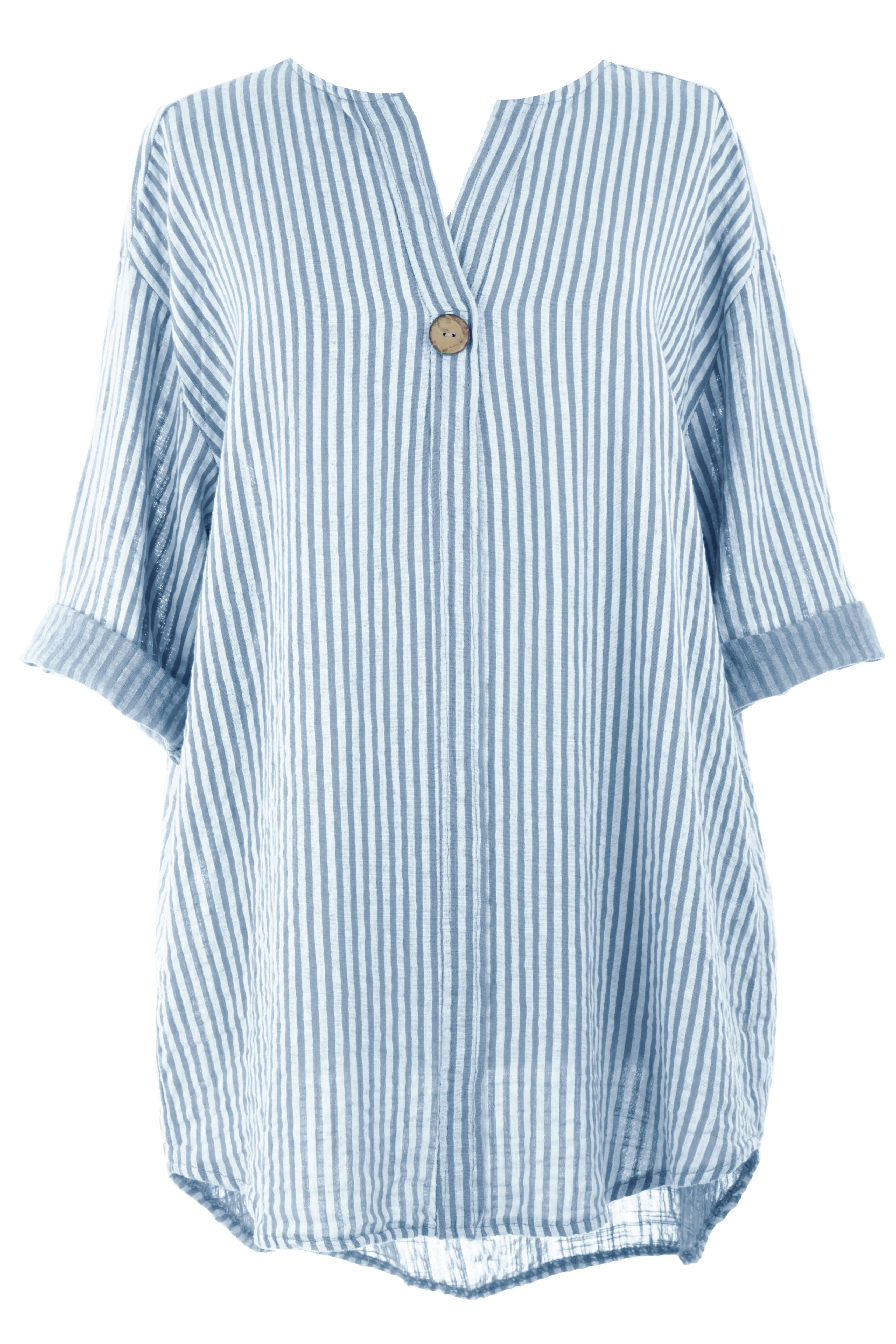 Stripe Button Detail Top