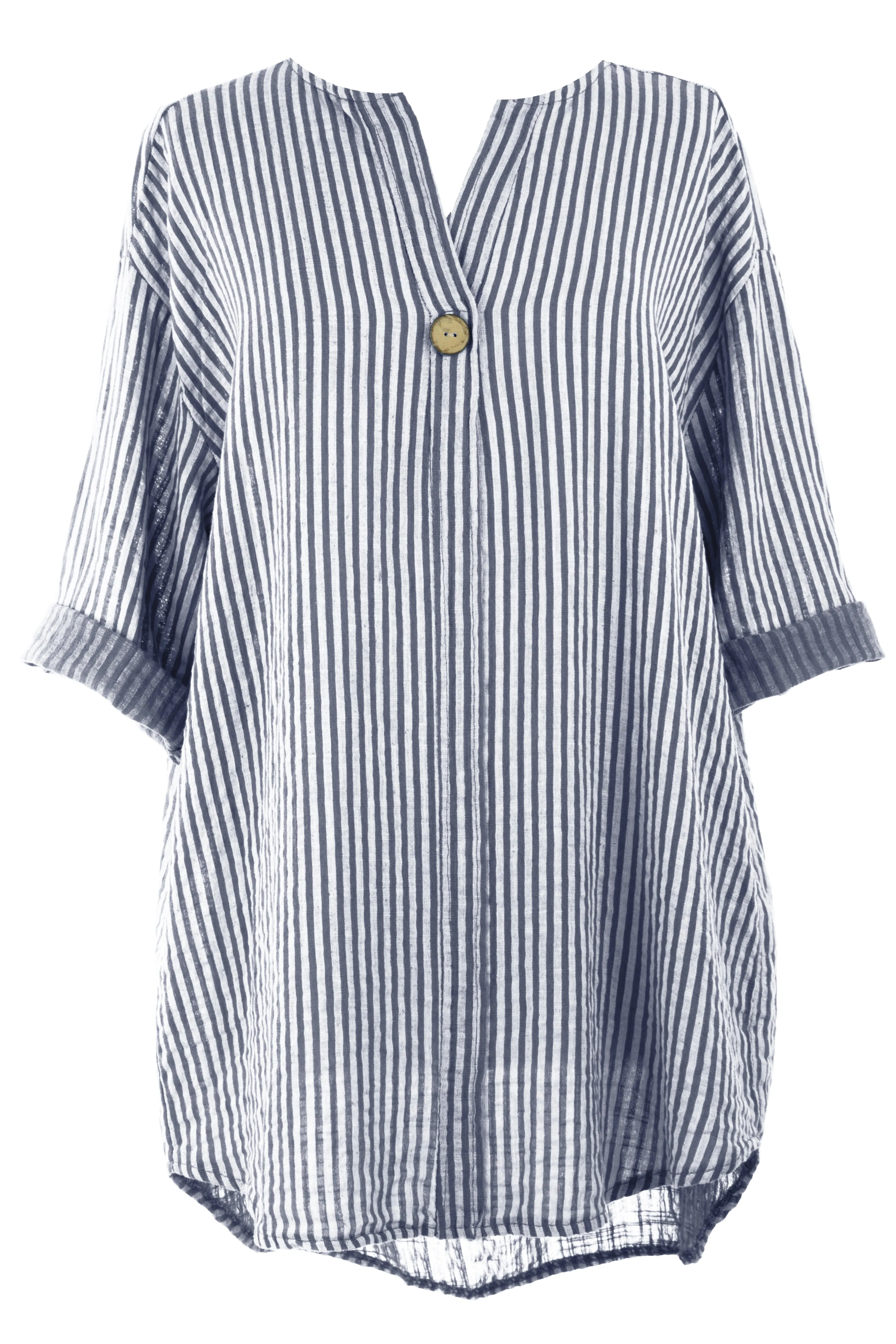Stripe Button Detail Top