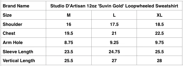 Studio D'Artisan 12oz 'Suvin Gold' Loopwheeled Sweatshirt (Heather Ink)