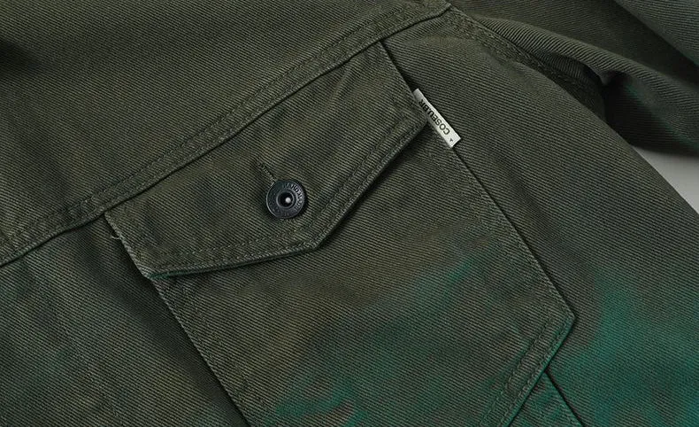 Stylish Gradient Denim Jacket with Double Stitching