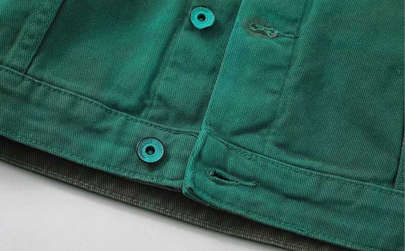 Stylish Gradient Denim Jacket with Double Stitching