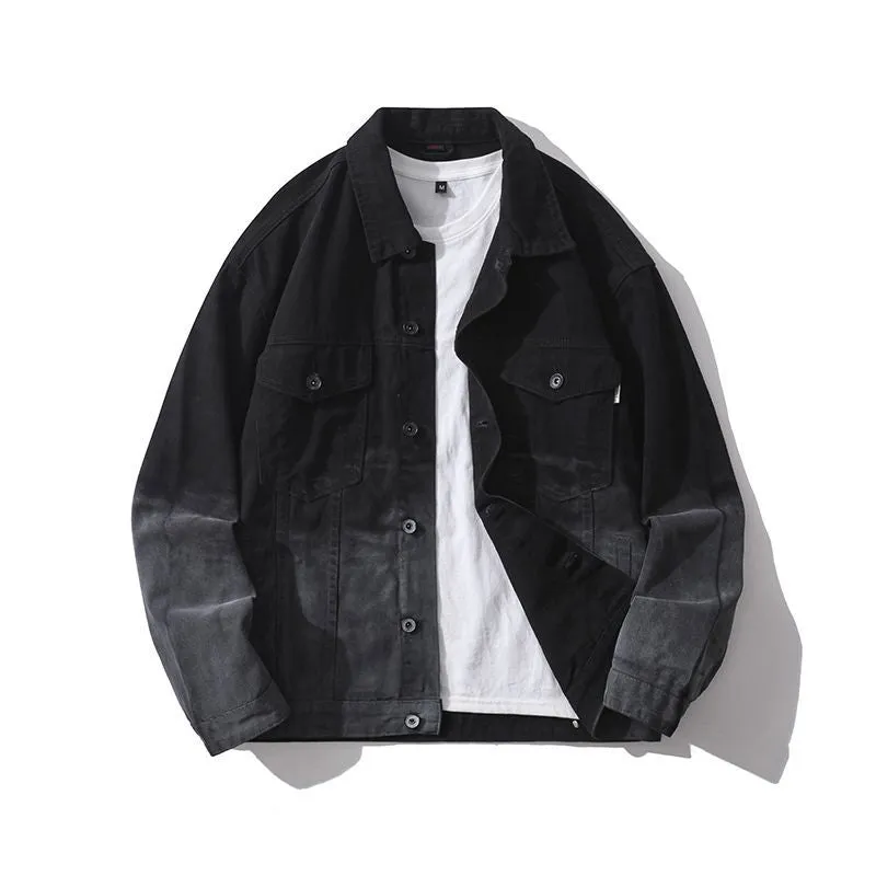 Stylish Gradient Denim Jacket with Double Stitching
