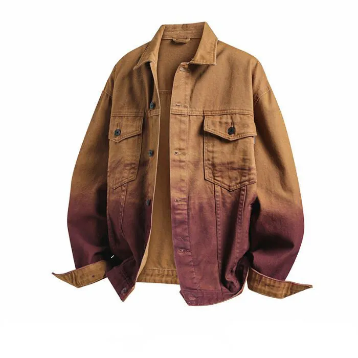 Stylish Gradient Denim Jacket with Double Stitching