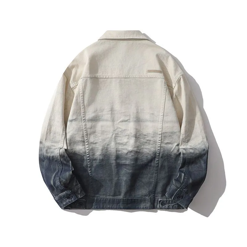 Stylish Gradient Denim Jacket with Double Stitching
