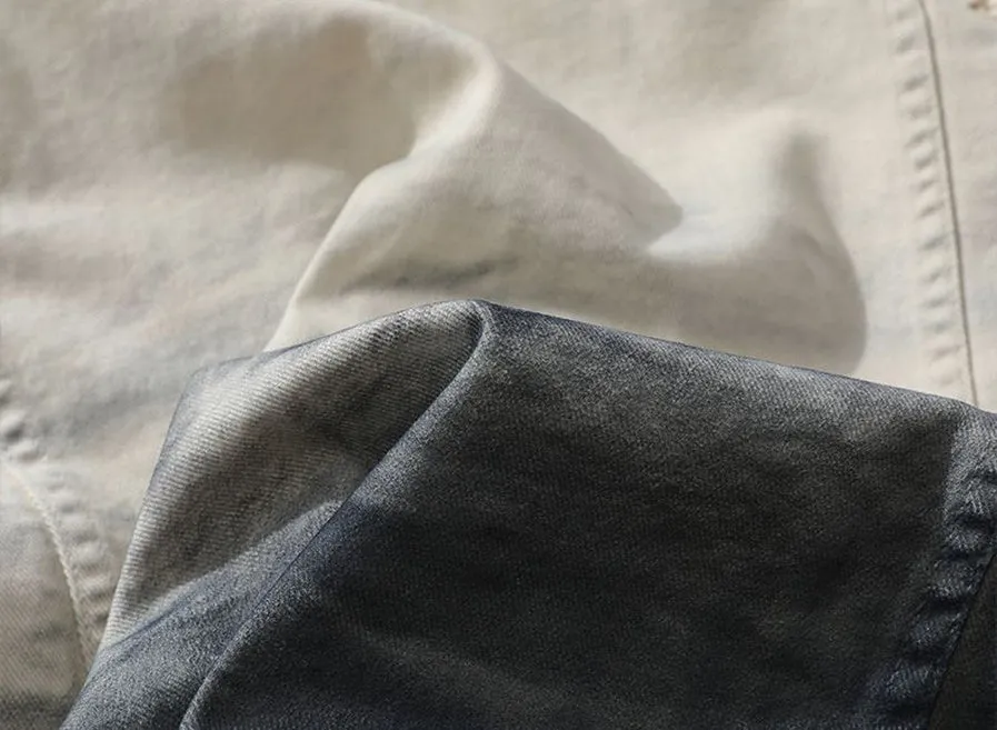 Stylish Gradient Denim Jacket with Double Stitching