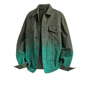 Stylish Gradient Denim Jacket with Double Stitching