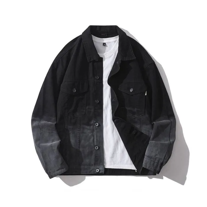 Stylish Gradient Denim Jacket with Double Stitching