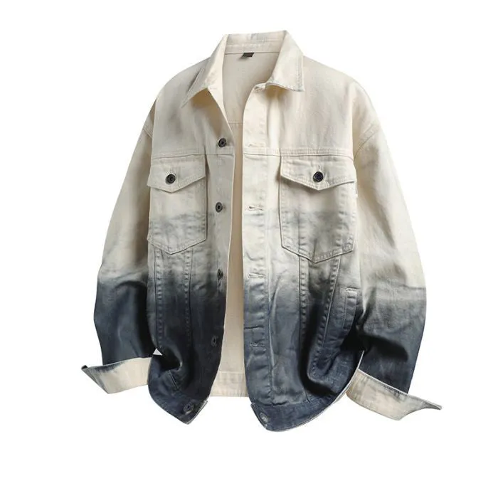Stylish Gradient Denim Jacket with Double Stitching