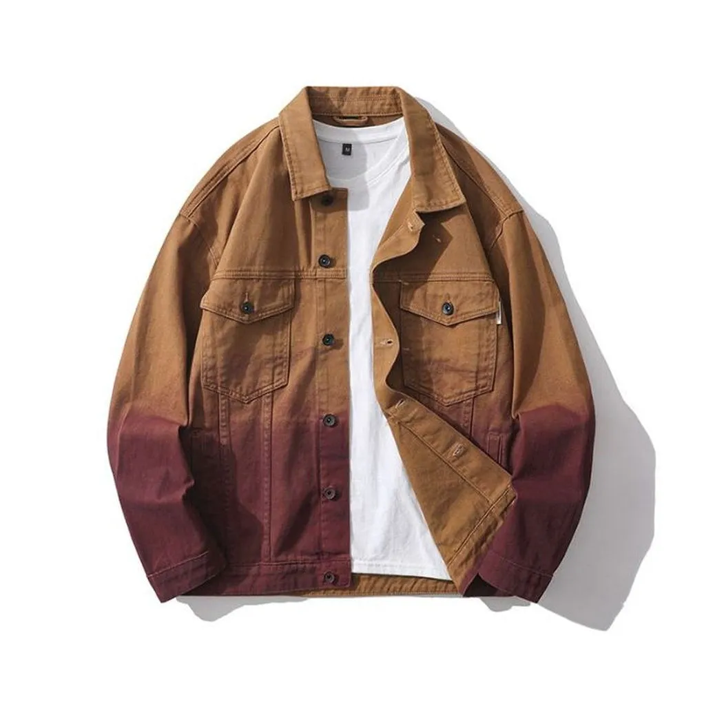 Stylish Gradient Denim Jacket with Double Stitching