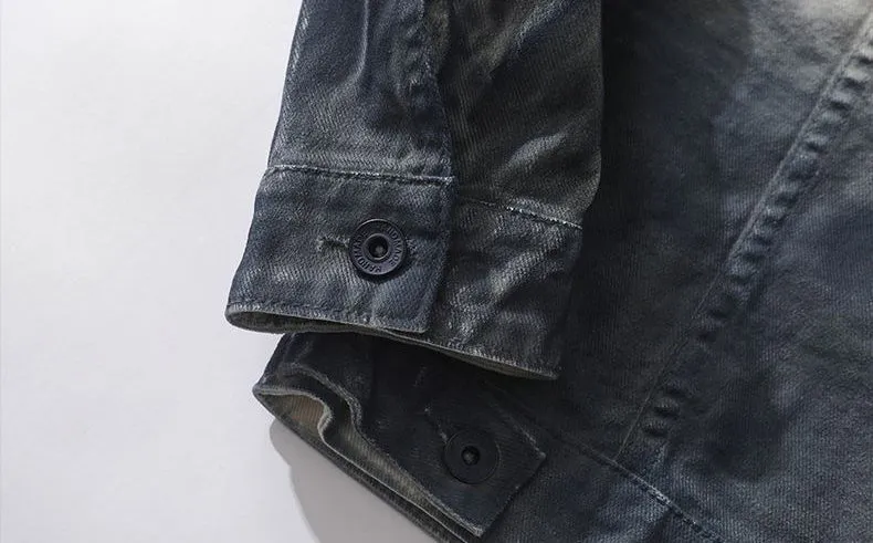 Stylish Gradient Denim Jacket with Double Stitching