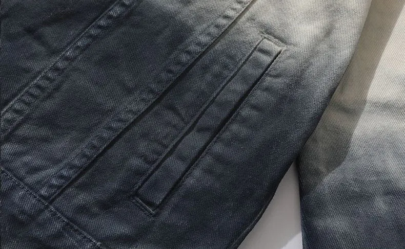 Stylish Gradient Denim Jacket with Double Stitching