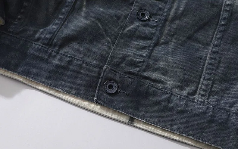 Stylish Gradient Denim Jacket with Double Stitching