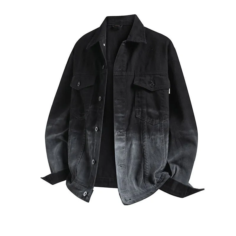 Stylish Gradient Denim Jacket with Double Stitching