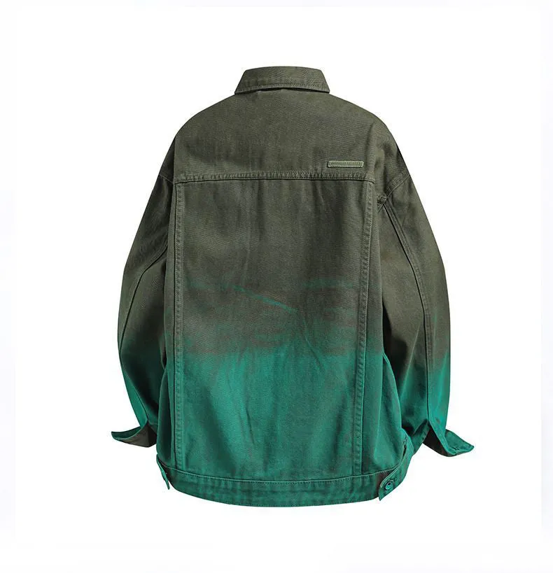 Stylish Gradient Denim Jacket with Double Stitching