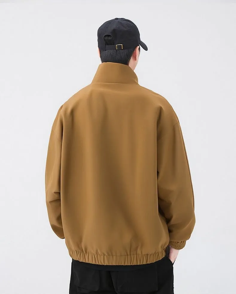Stylish Zip Up Men's Raincoat with Stand-Up Collar and Elastic Band Cuff