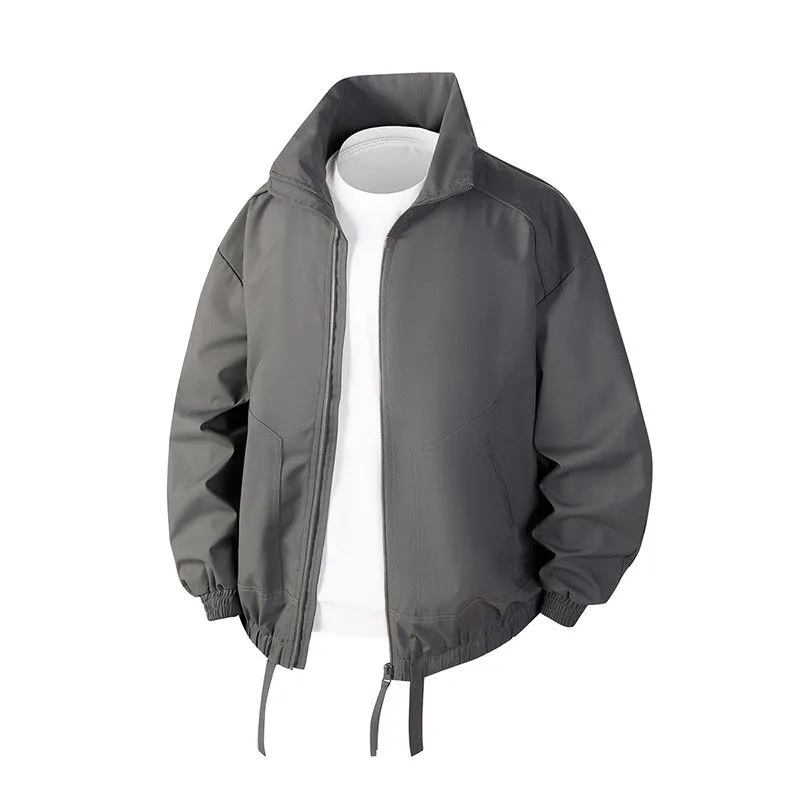 Stylish Zip Up Men's Raincoat with Stand-Up Collar and Elastic Band Cuff