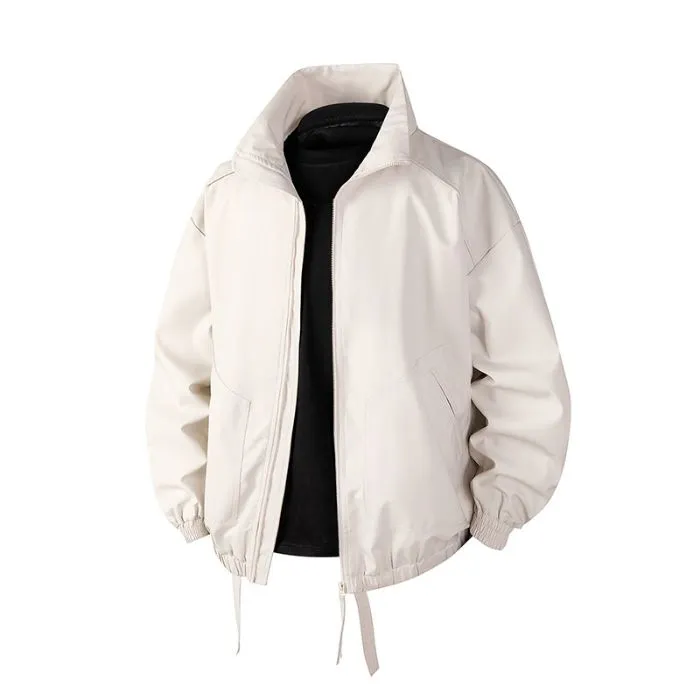 Stylish Zip Up Men's Raincoat with Stand-Up Collar and Elastic Band Cuff