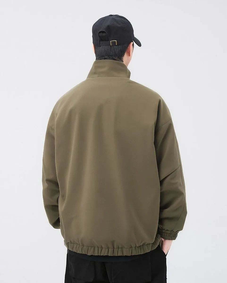 Stylish Zip Up Men's Raincoat with Stand-Up Collar and Elastic Band Cuff