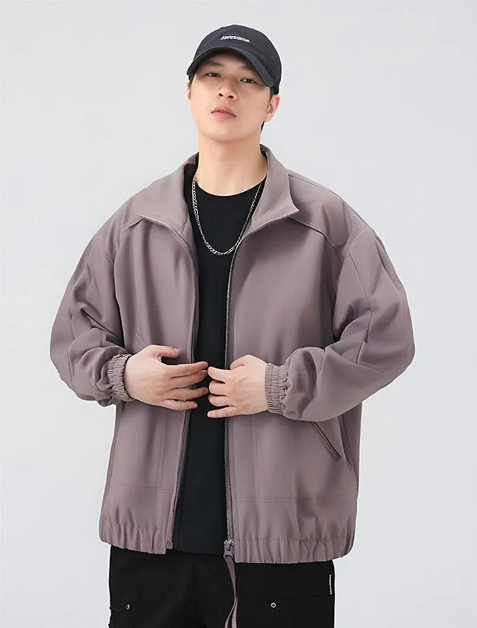 Stylish Zip Up Men's Raincoat with Stand-Up Collar and Elastic Band Cuff