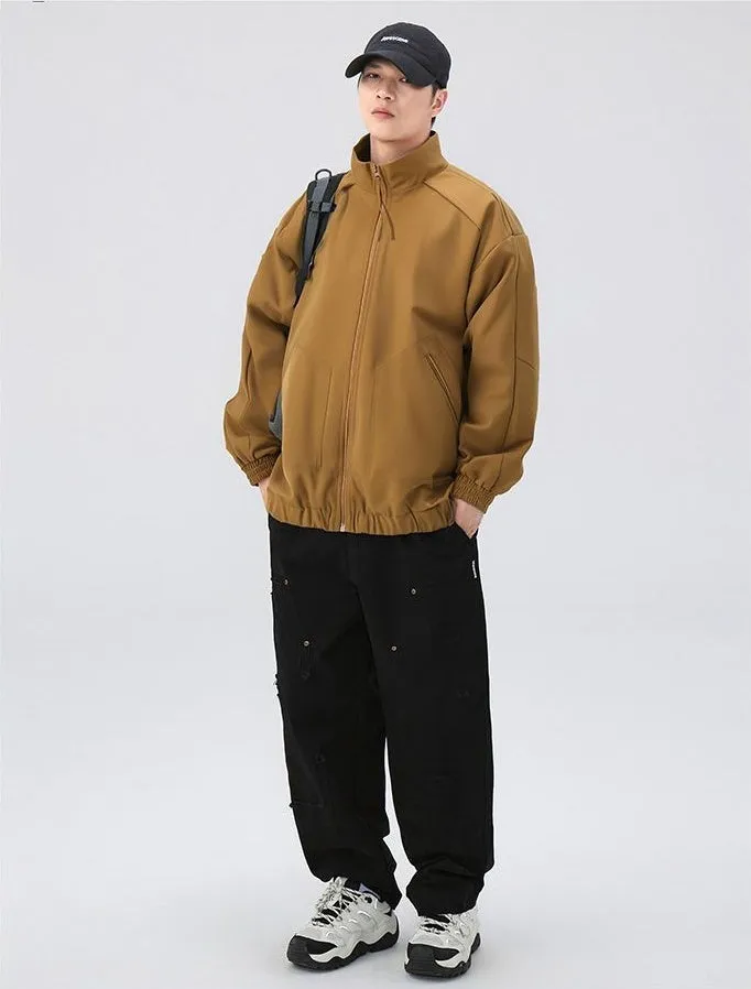 Stylish Zip Up Men's Raincoat with Stand-Up Collar and Elastic Band Cuff