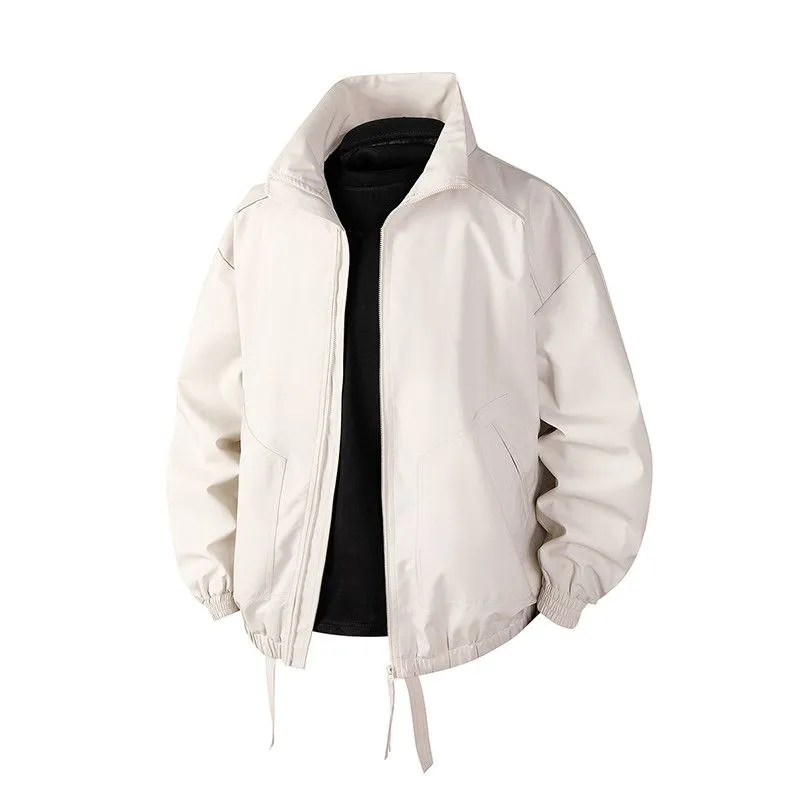 Stylish Zip Up Men's Raincoat with Stand-Up Collar and Elastic Band Cuff