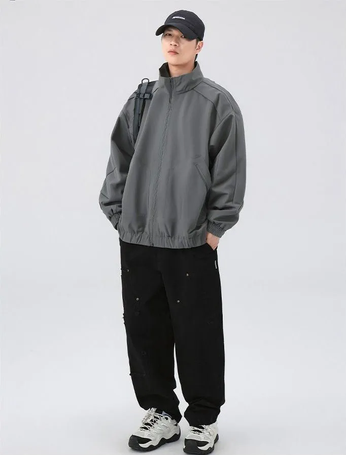 Stylish Zip Up Men's Raincoat with Stand-Up Collar and Elastic Band Cuff