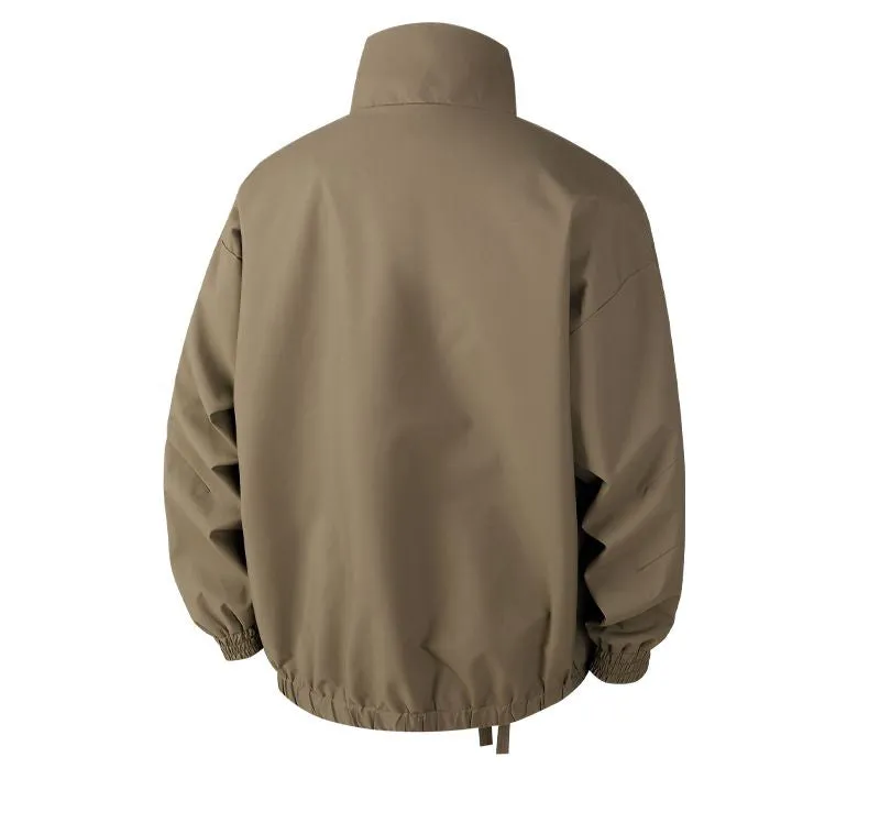 Stylish Zip Up Men's Raincoat with Stand-Up Collar and Elastic Band Cuff
