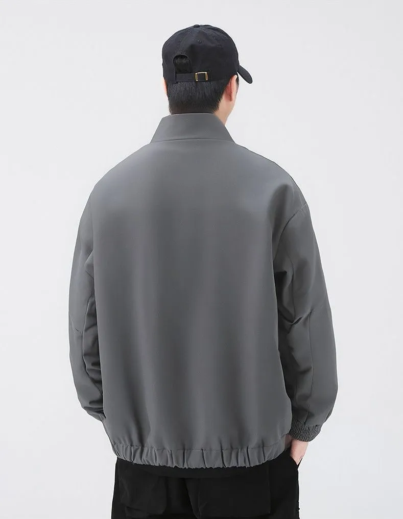 Stylish Zip Up Men's Raincoat with Stand-Up Collar and Elastic Band Cuff