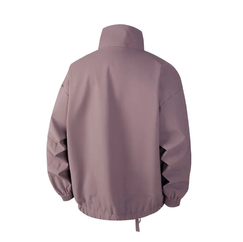 Stylish Zip Up Men's Raincoat with Stand-Up Collar and Elastic Band Cuff