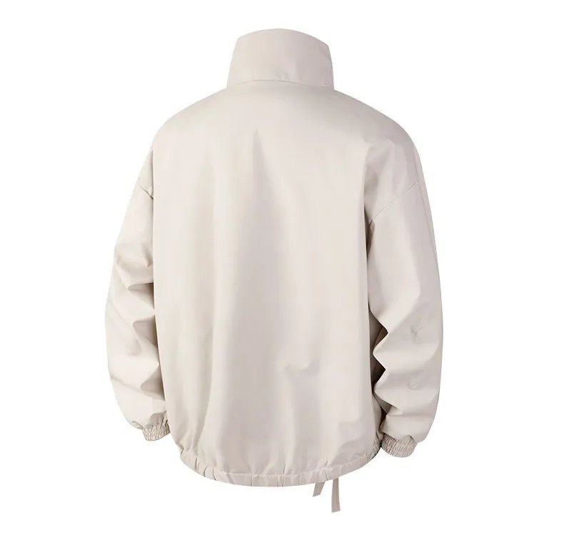 Stylish Zip Up Men's Raincoat with Stand-Up Collar and Elastic Band Cuff