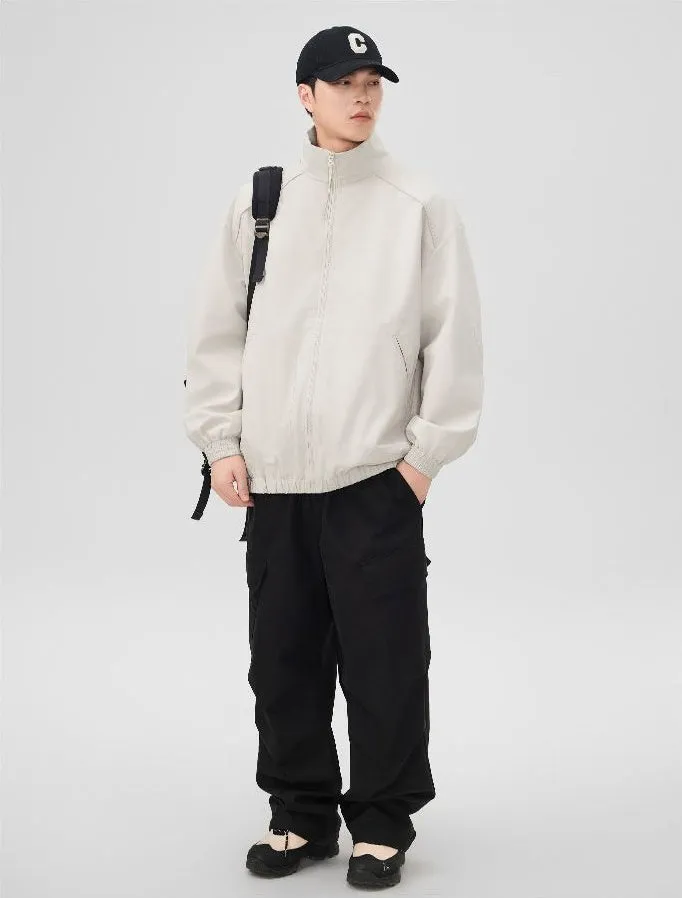 Stylish Zip Up Men's Raincoat with Stand-Up Collar and Elastic Band Cuff
