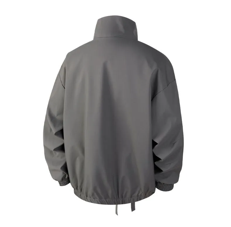 Stylish Zip Up Men's Raincoat with Stand-Up Collar and Elastic Band Cuff
