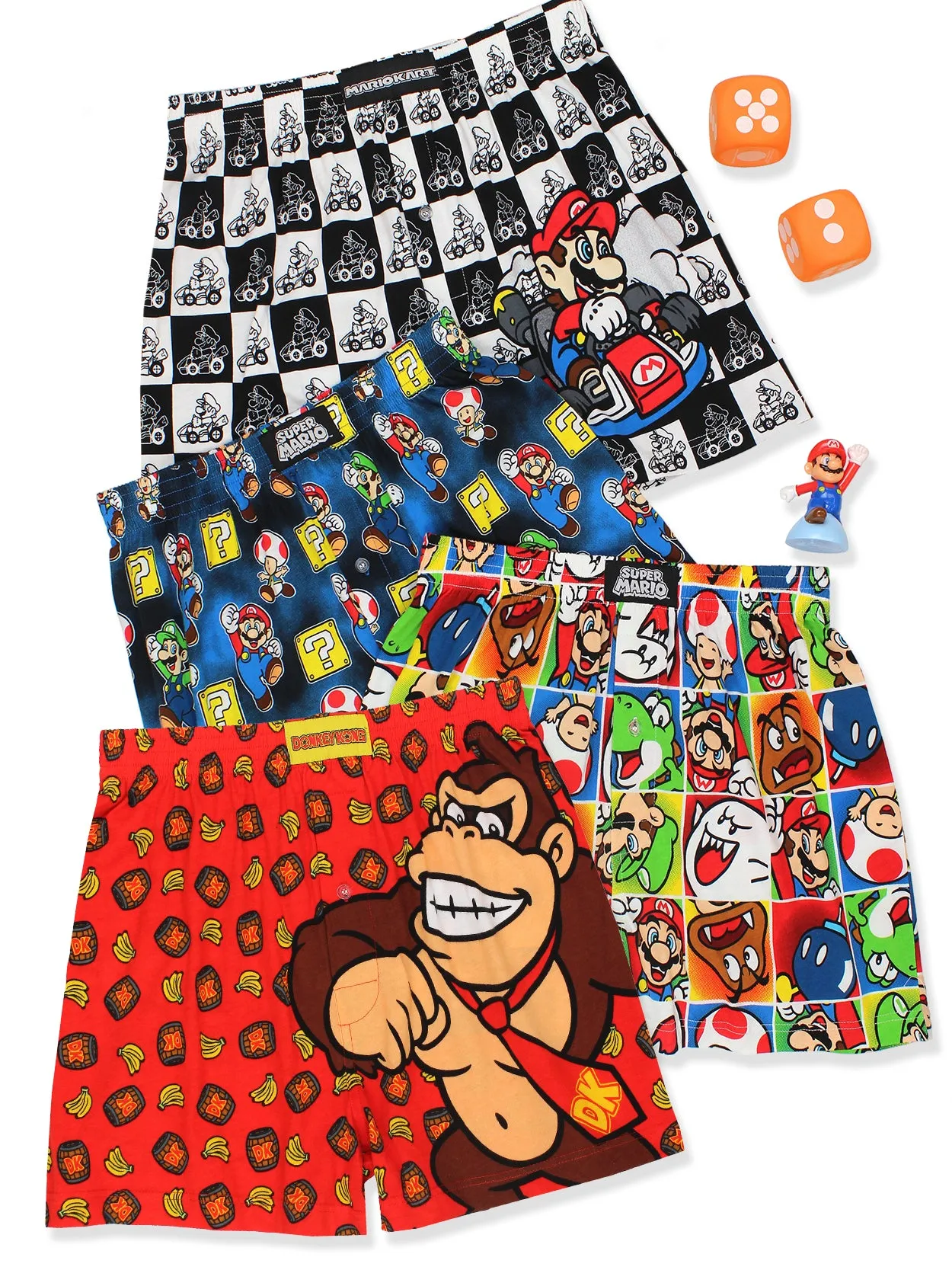 Super Mario Donkey Kong Button Fly Boxer Shorts