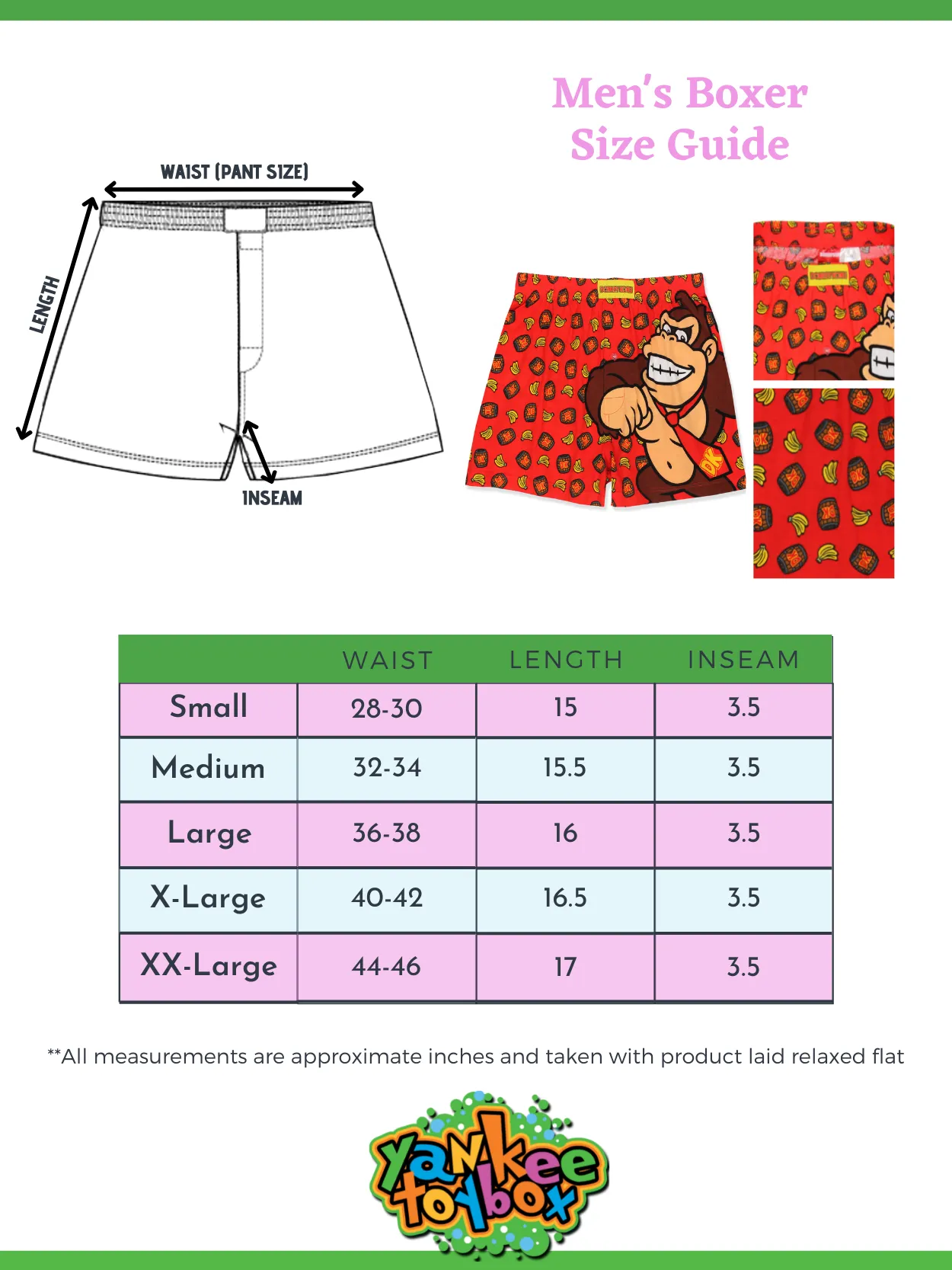 Super Mario Donkey Kong Button Fly Boxer Shorts