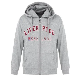 Sweatshirt Liverpool England Grey Maroon Zipper Adult