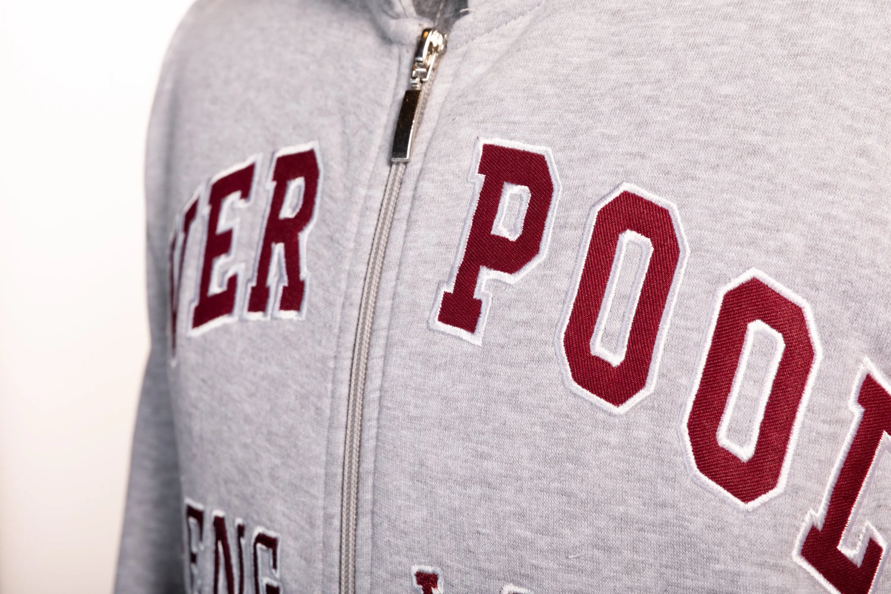 Sweatshirt Liverpool England Grey Maroon Zipper Adult
