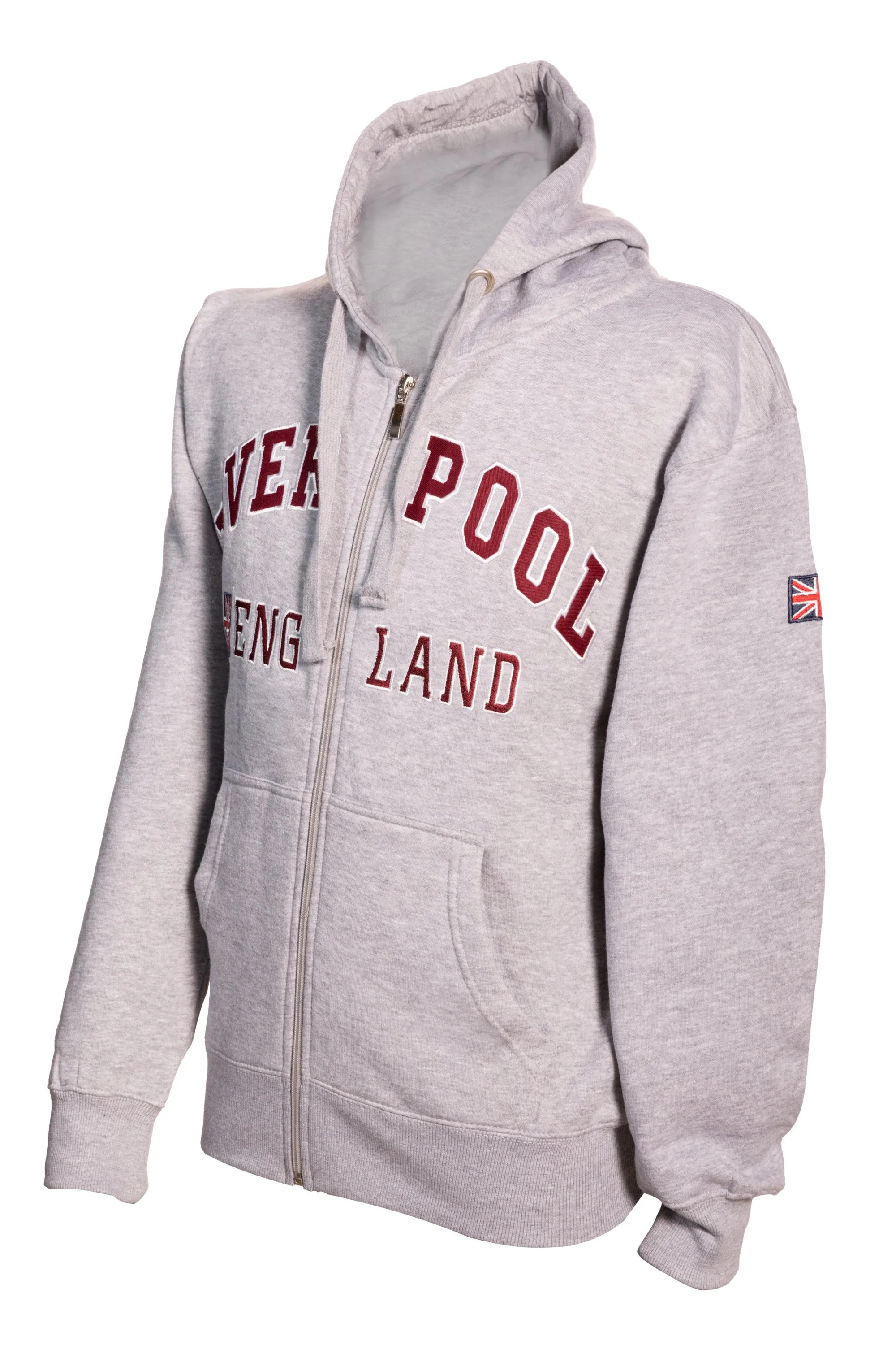 Sweatshirt Liverpool England Grey Maroon Zipper Adult
