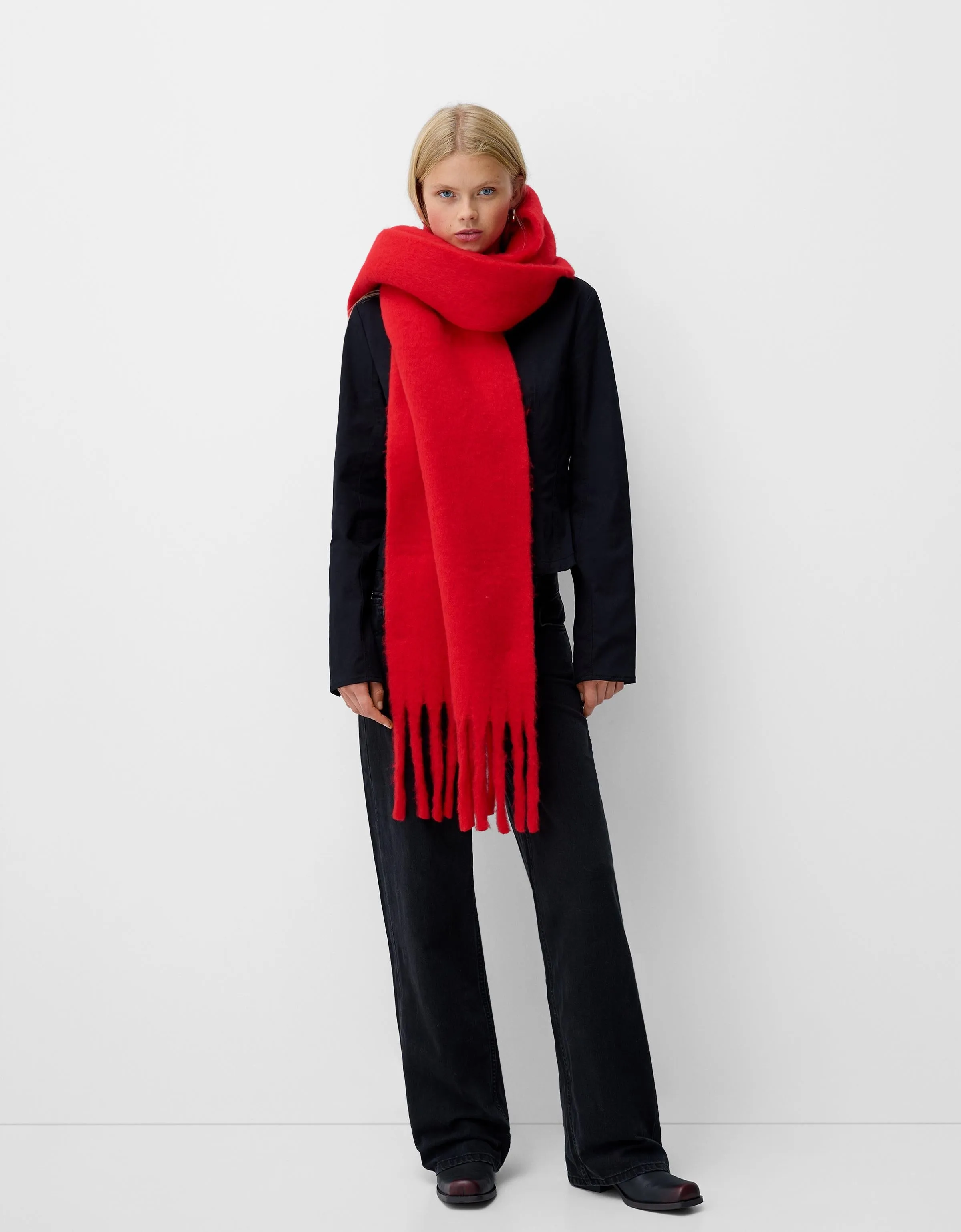 Tahlia Plain Wool-Blend Oversized Scarf