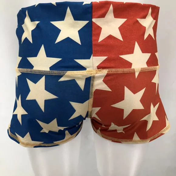 Teeki Yoga Shorts Sze XS Pilates Stars Anti Microbial Red White Blue Fitness