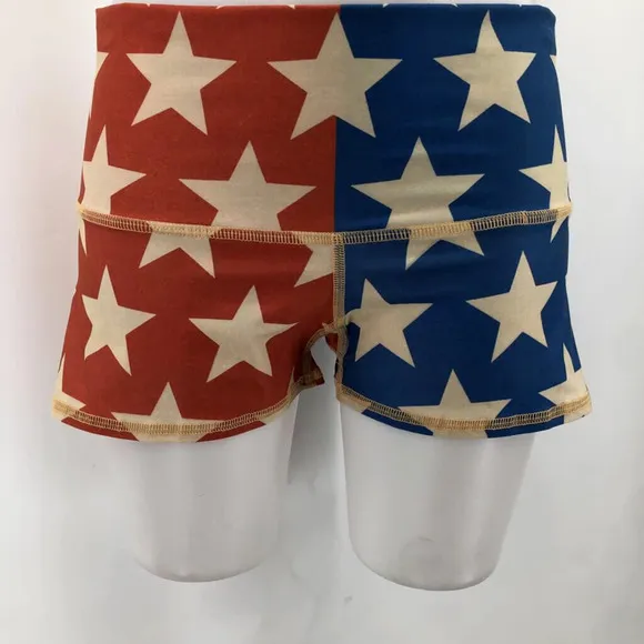 Teeki Yoga Shorts Sze XS Pilates Stars Anti Microbial Red White Blue Fitness